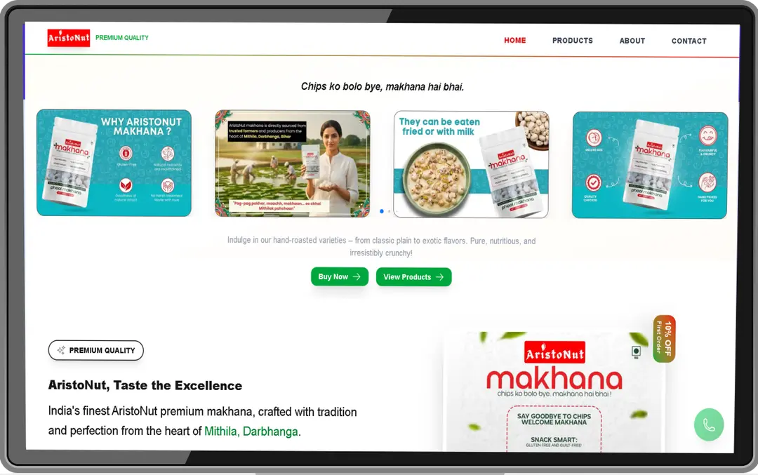 Aristonut – Makhana Brand Website